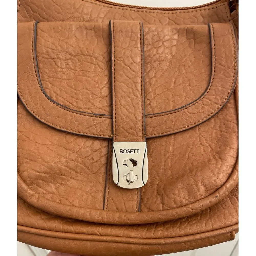 Rosetti Crossbody Shoulder Handbag Faux Leather Cognac Brown Purse - Picture 4 of 13